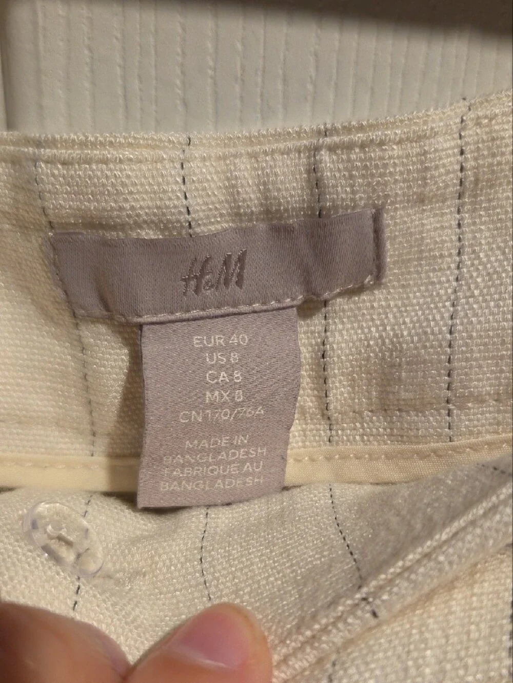 H&M Cream Straight-Leg Pinstripe Pants
